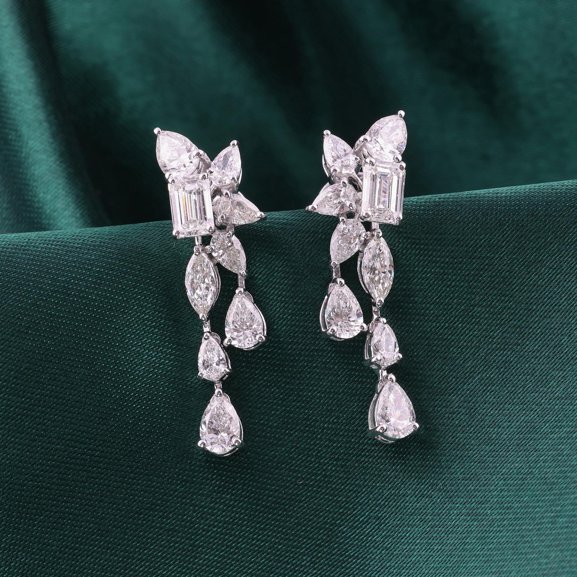 Pendientes de diamantes naturales de 3,84 quilates, claridad SI y color HI, oro blanco de 18 quilates en venta 2