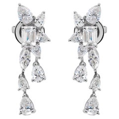 Orecchini di diamanti naturali da 3,84 carati SI Clarity HI Color Oro bianco 18 carati