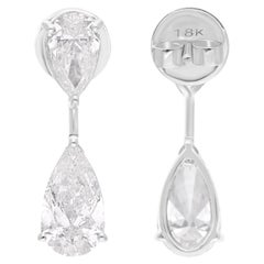 Pendientes colgantes de diamantes pera naturales de 3,88 quilates y oro blanco de 18 quilates Joyería fina