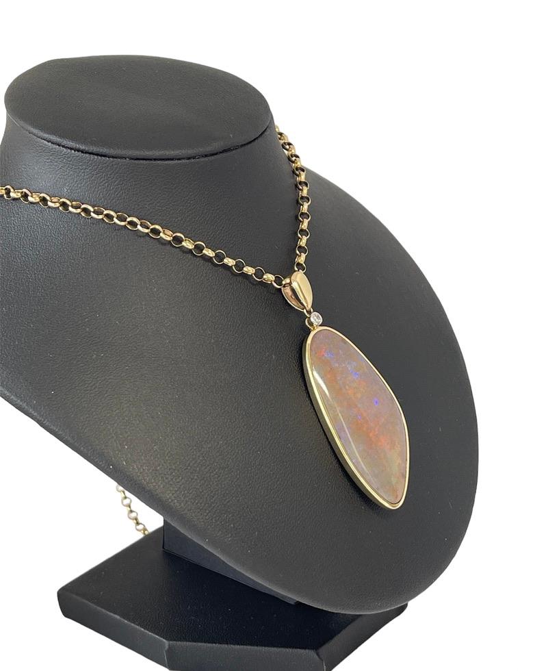 Natürlicher 38ct Karat massiver australischer Edelopal-Diamant-Anhänger 14ct Gold im Angebot 5