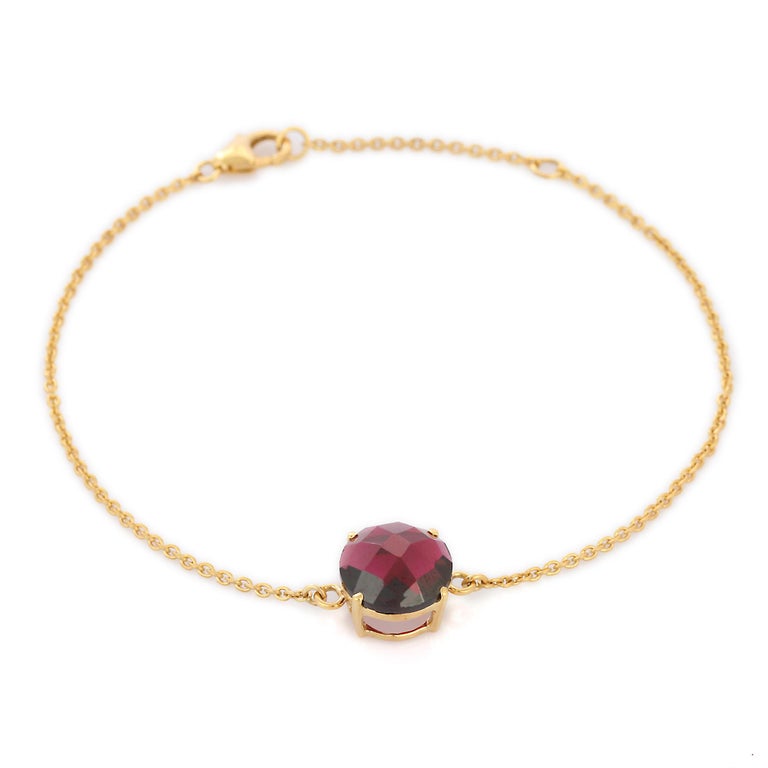 Dainty 3.93 Ct Round Solitaire Bracelet in 14K Yellow Gold Chain