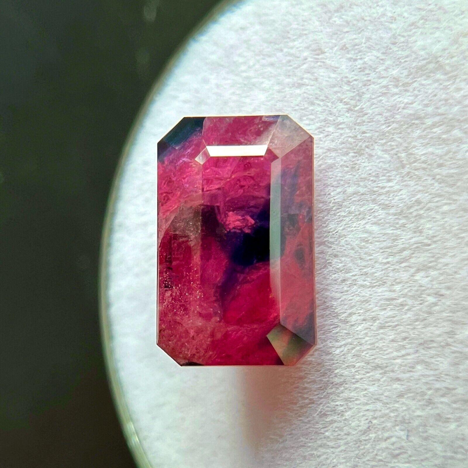 Natürlicher 3,98ct Saphir & Rubin Winza Blau Rot Oktagon Selten Unbehandelt Einzigartiger Edelstein 1