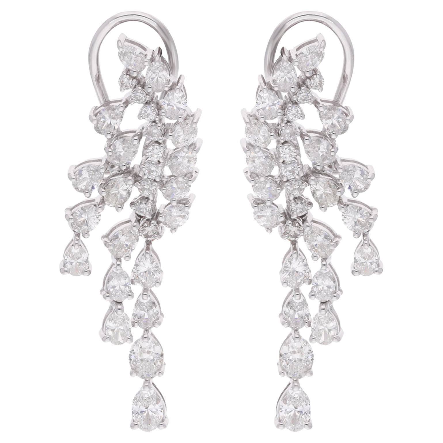Orecchini a leva con diamante naturale da 3,99 carati in oro bianco 18 carati Gioielli di pregio