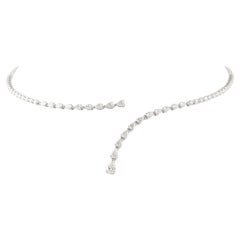 Natural 3.99 Ct Diamond Open Choker Necklace 14k White Gold Jewelry