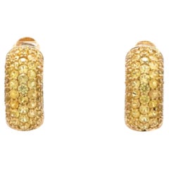 Natural 3-4ct Yellow Sapphire Stud Earrings in 18K Gold