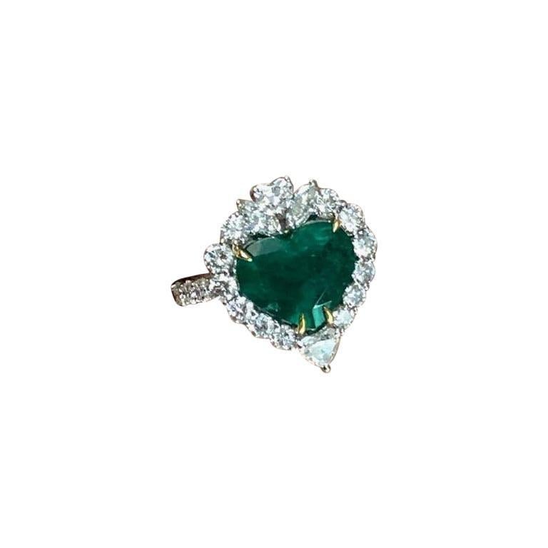1.78 Carat Oval Shape Genuine Colombian Emerald 14 Karat Diamond Ring ...