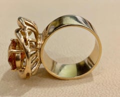 Natural 4 Carat Oval Citrine & Diamond Ring in 14 Karat Yellow Gold