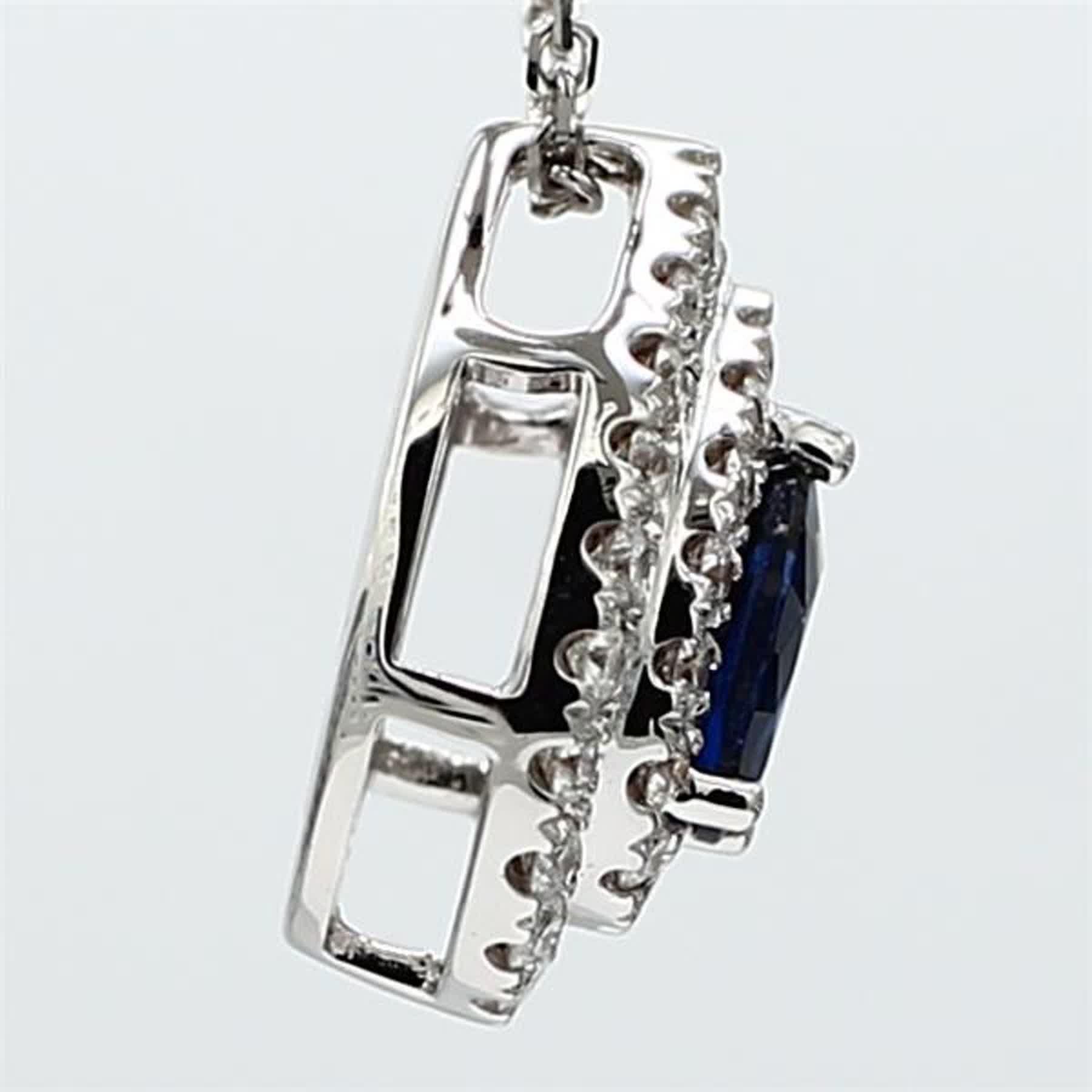Natural Blue Pear Sapphire and White Diamond .73 Carat TW White Gold Pendant In New Condition For Sale In New York, NY