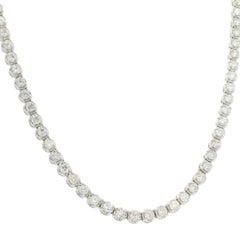 Natural 4.0 Carat Diamond Adjustable 14-Karat Tennis Necklace In Stock