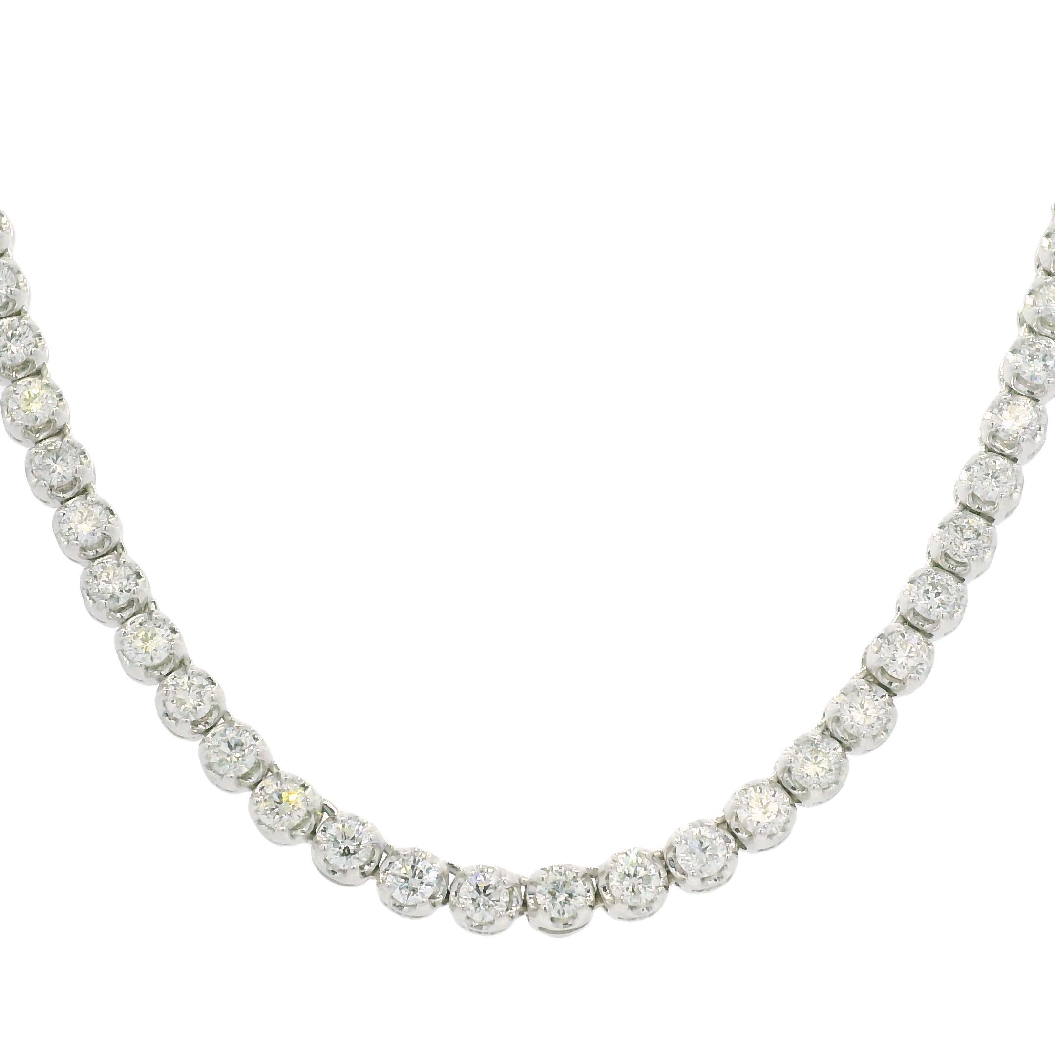 Round Cut Natural 4.0 Carat Diamond Adjustable 14-Karat Tennis Necklace In Stock For Sale