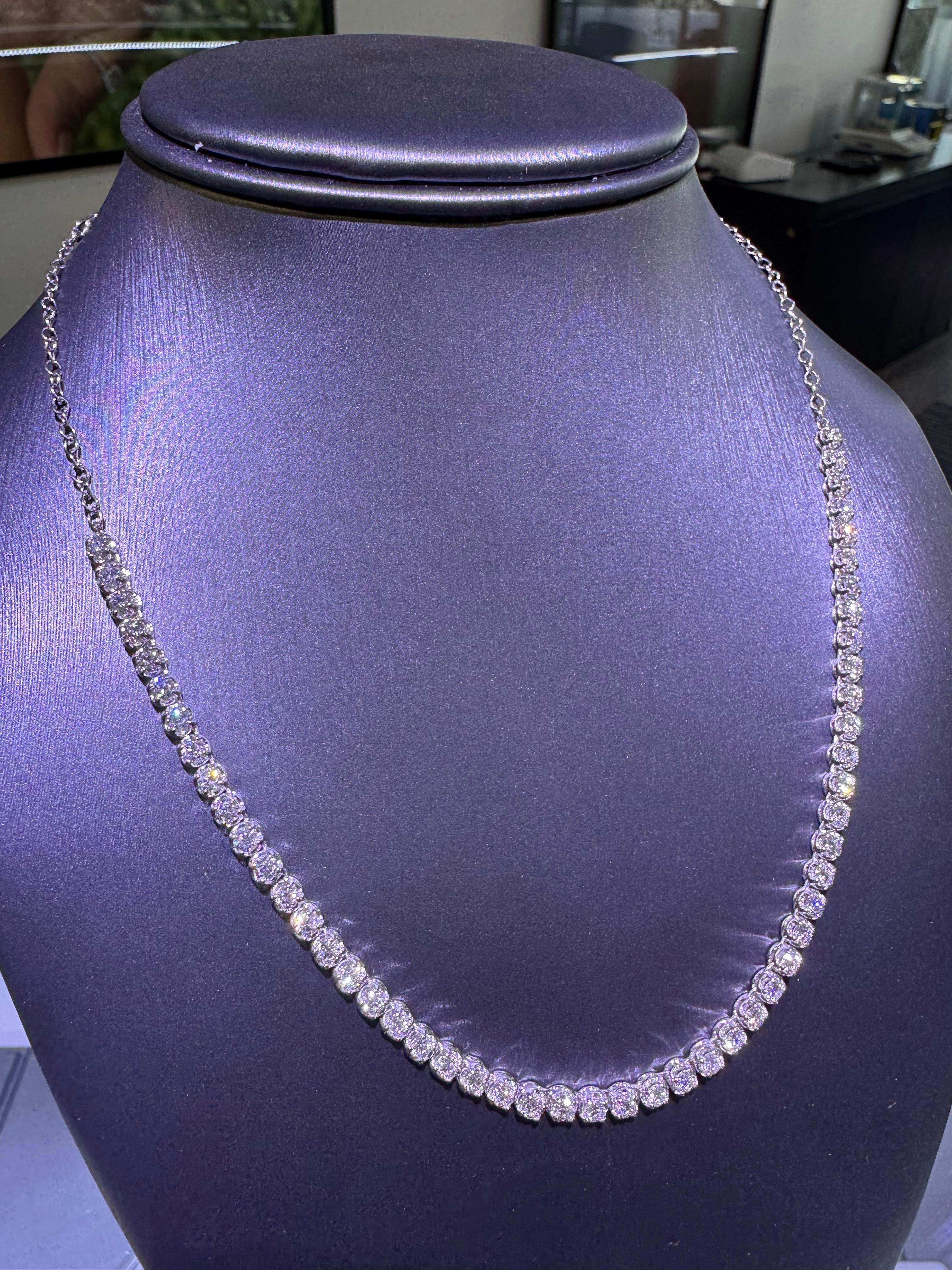 Natural 4.0 Carat Diamond Adjustable 14-Karat Tennis Necklace In Stock For Sale 2