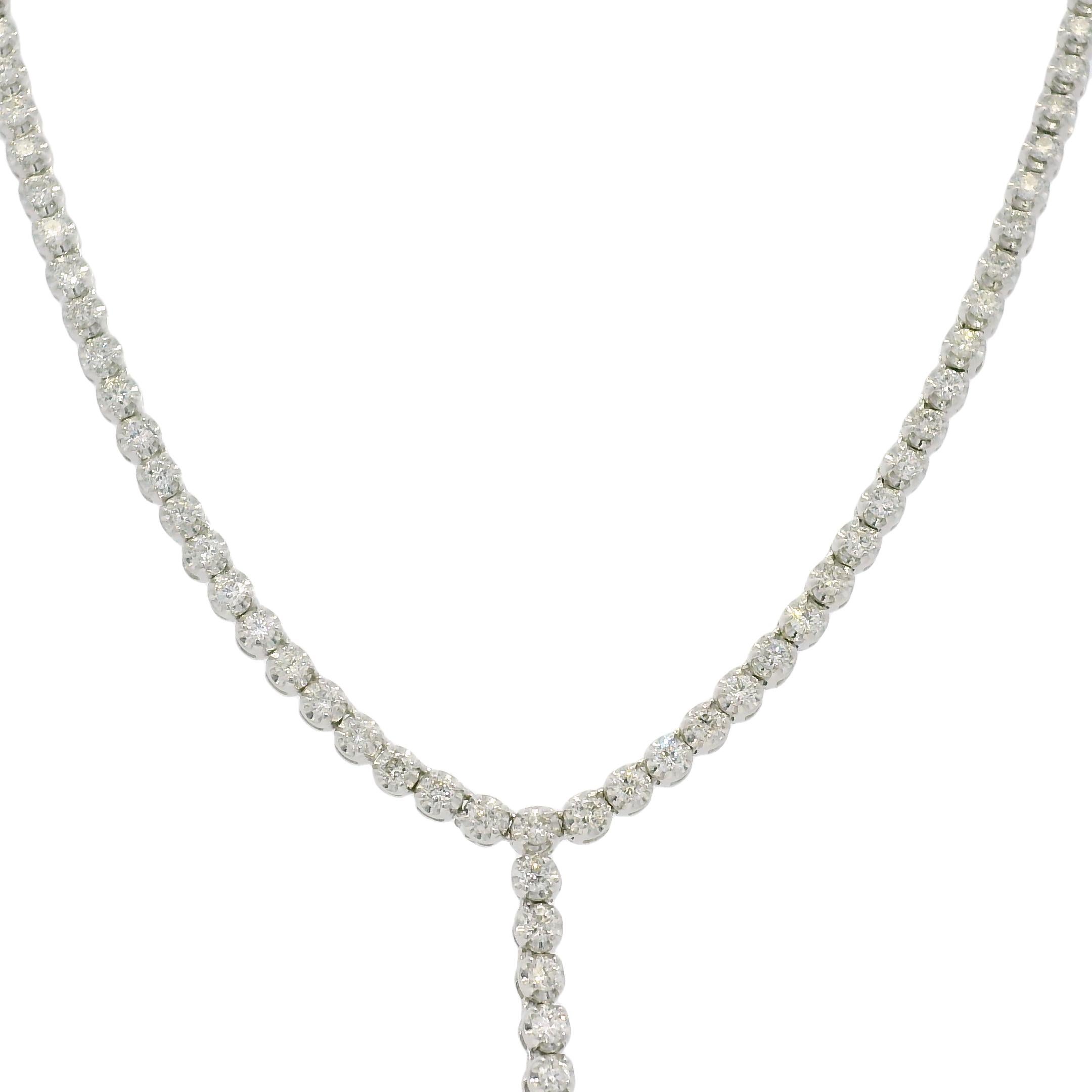 Collier Lariat ajustable en or blanc 14k avec 4.0 carats de diamants naturels

Produit : Collier de tennis en diamant naturel
MATERIAL : Or blanc 14k
Détails du diamant : Il y a environ 4,50 carats de diamants ronds naturels de taille brillant. Les