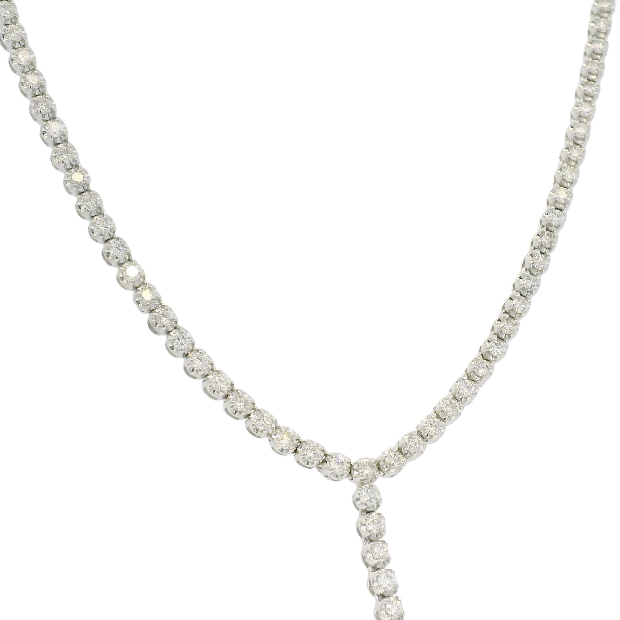 Taille ronde Collier tennis réglable Lariat 14 carats avec diamants naturels de 4,0 carats en vente