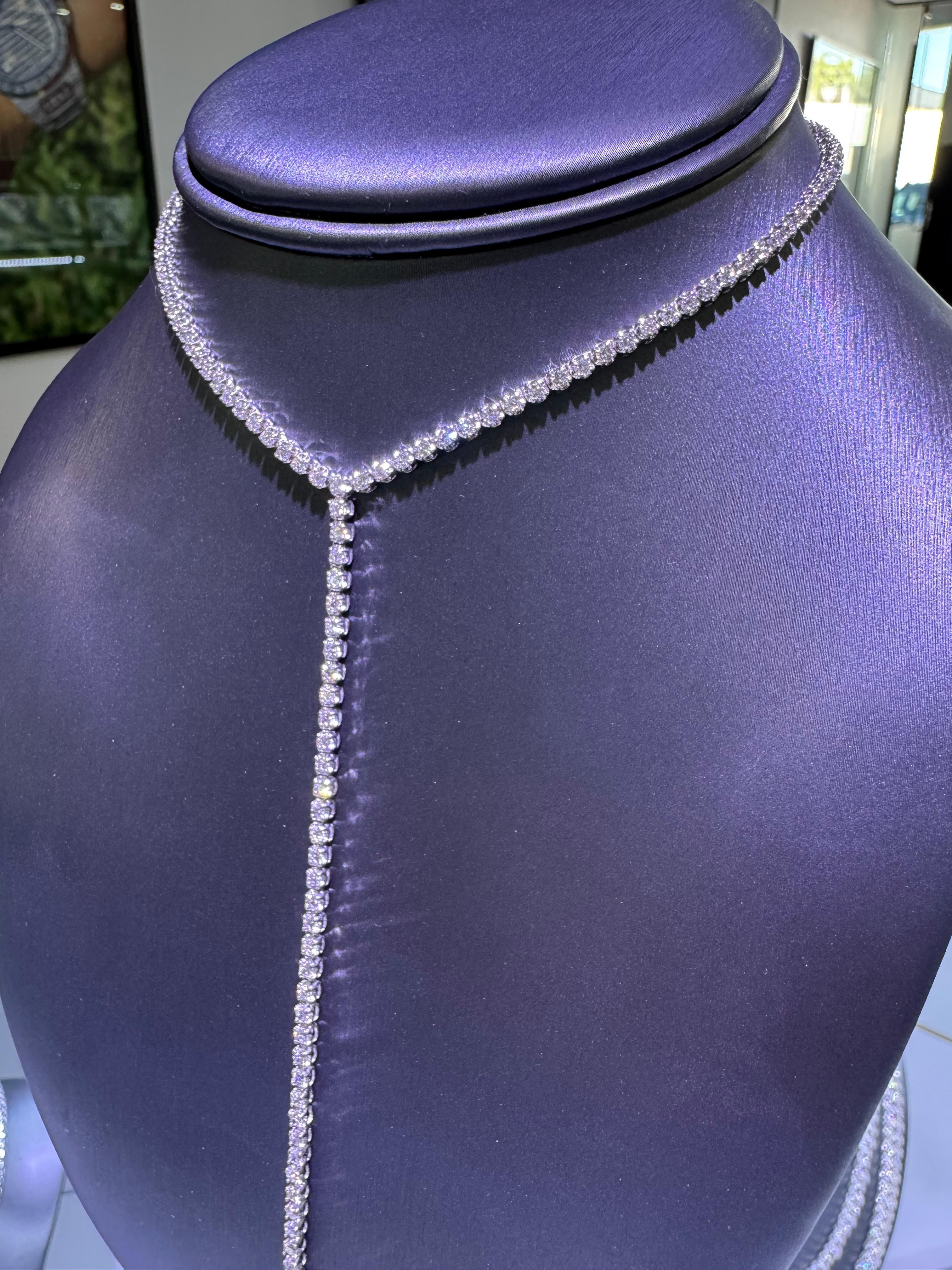 Collier tennis réglable Lariat 14 carats avec diamants naturels de 4,0 carats Pour femmes en vente