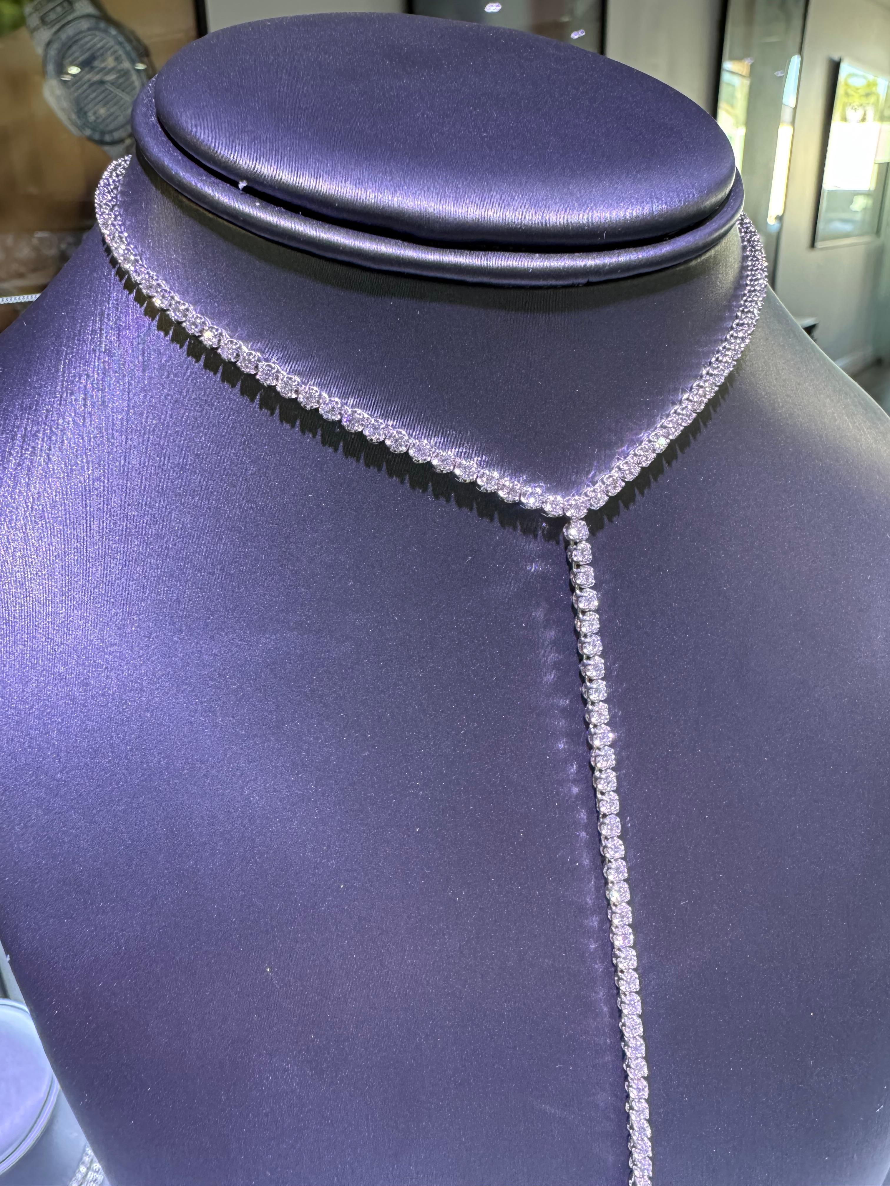 Collier tennis réglable Lariat 14 carats avec diamants naturels de 4,0 carats en vente 2
