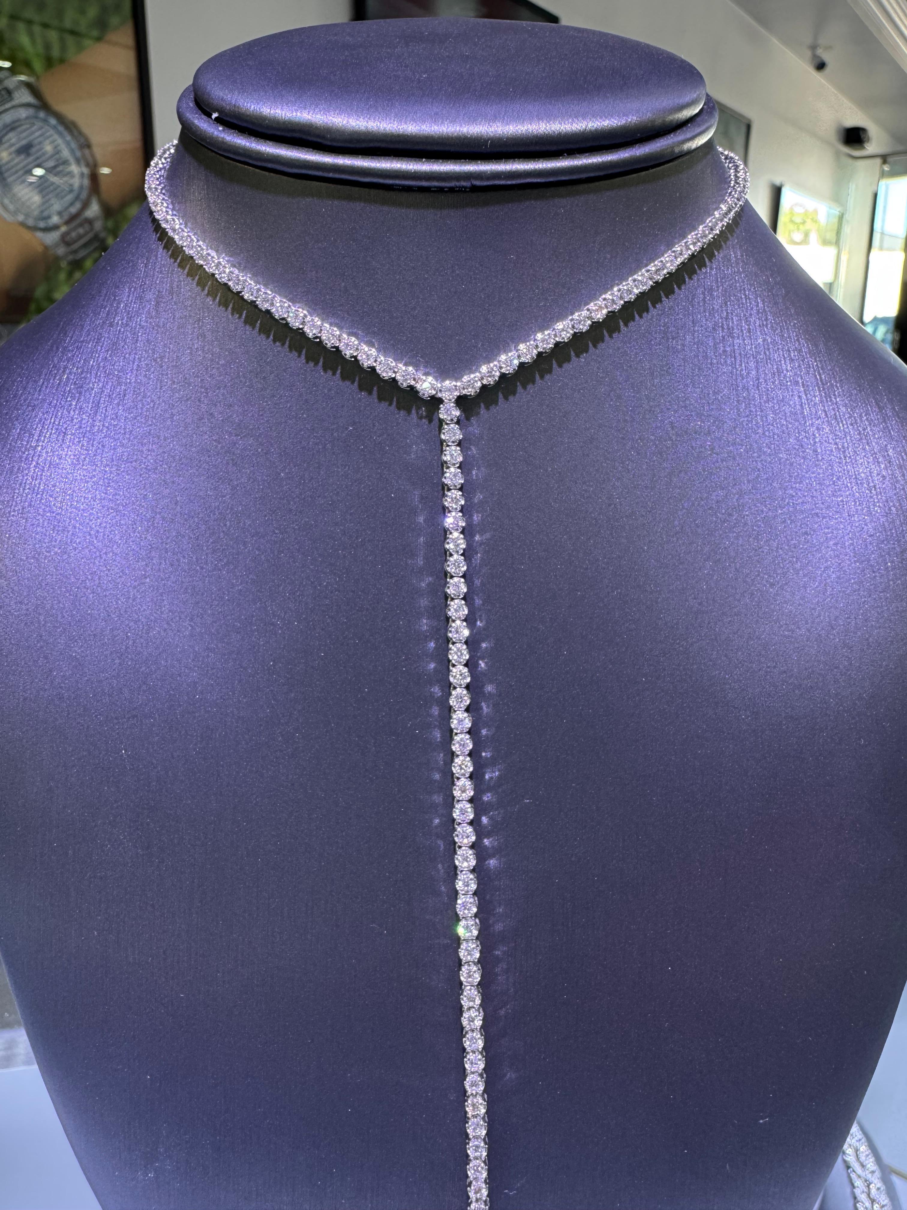 Collier tennis réglable Lariat 14 carats avec diamants naturels de 4,0 carats en vente 3