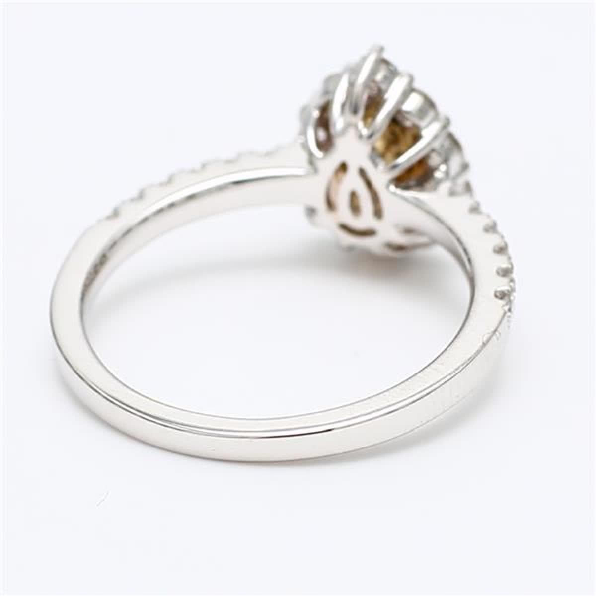 Pear Cut Natural Yellow Pear and White Diamond .98 Carat TW White Gold Cocktail Ring For Sale