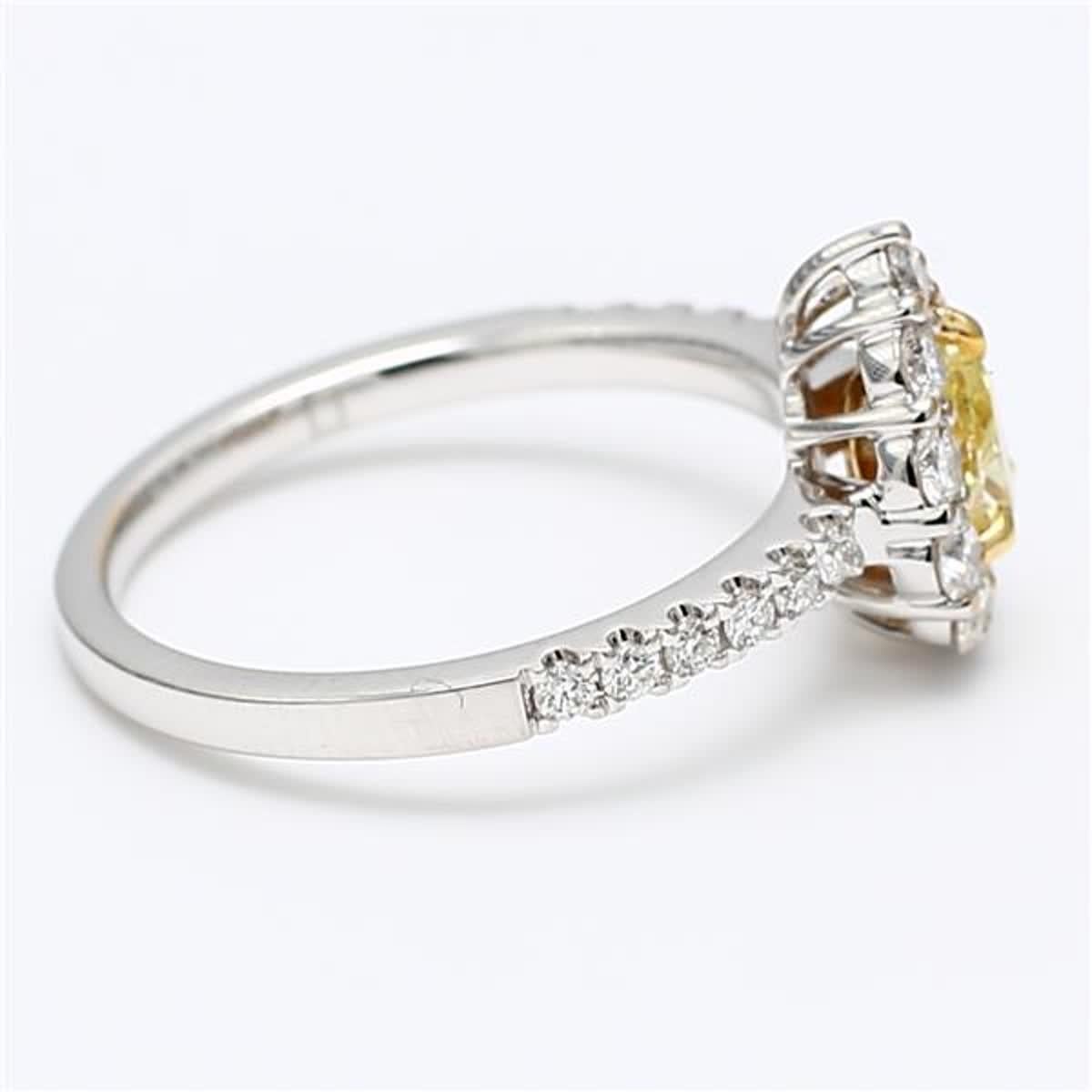 Natural Yellow Pear and White Diamond .98 Carat TW White Gold Cocktail Ring In New Condition For Sale In New York, NY