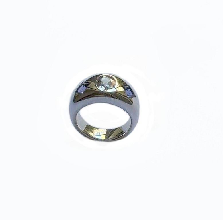 Anello Whiting con zaffiro bianco naturale e tanzanite da 4,02 carati in vendita 1
