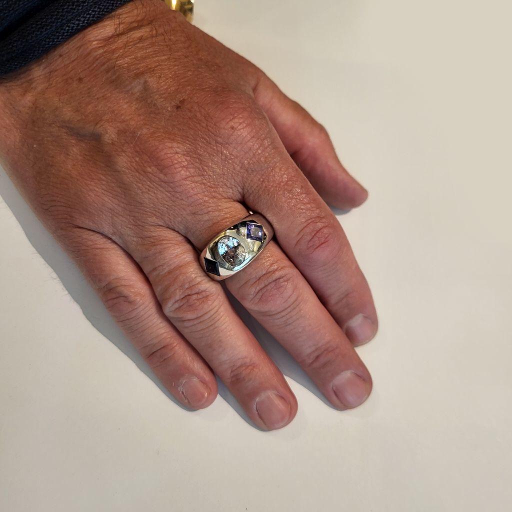 Anello Whiting con zaffiro bianco naturale e tanzanite da 4,02 carati in vendita 2