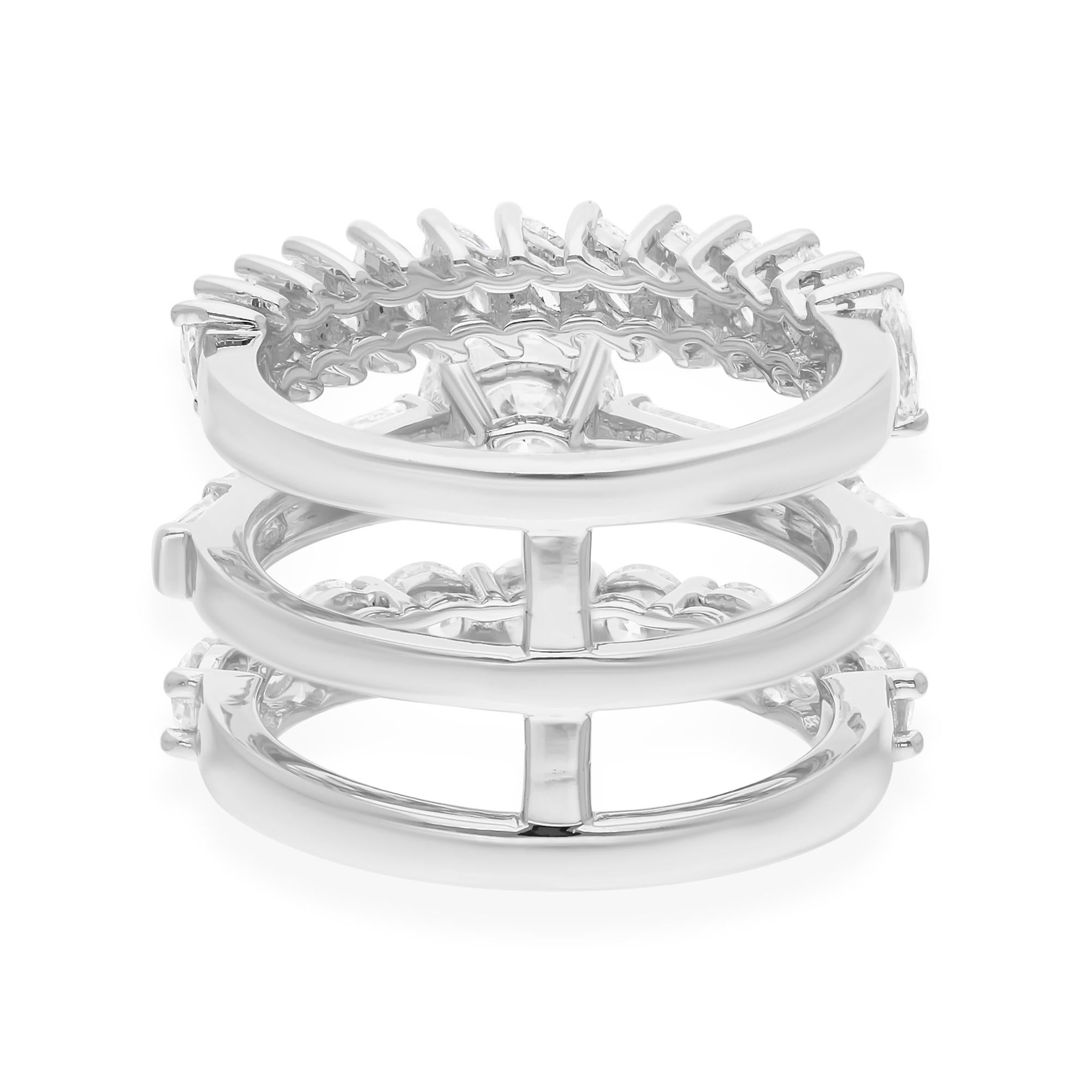 Nature 4.03 Carat SI/H Diamond Three Band Fine Ring 14 Karat White Gold Jewelry Pour femmes en vente