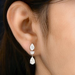 Natural 4.06 Carat SI/H Multi Shape Diamond Earrings 18 Karat White Gold Jewelry