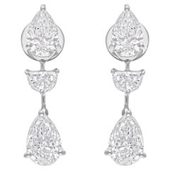 Orecchini di diamanti naturali a forma multipla da 4,06 carati SI/H Gioielli in oro bianco 18 carati