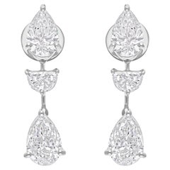 Natural 4.06 Carat SI/H Multi Shape Diamond Earrings 18 Karat White Gold Jewelry