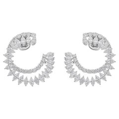 Nature 4.07 Carat Diamond Open Circle Statement Earrings 18k White Gold