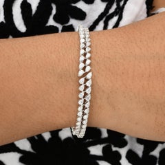 Natural 4.08 Carat SI/H Pear Diamond Cuff Bangle Bracelet 14 Karat White Gold