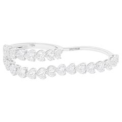 Anello a fascia a due dita con diamante taglio cuore da 4,1 carati Nature, oro bianco 18 carati