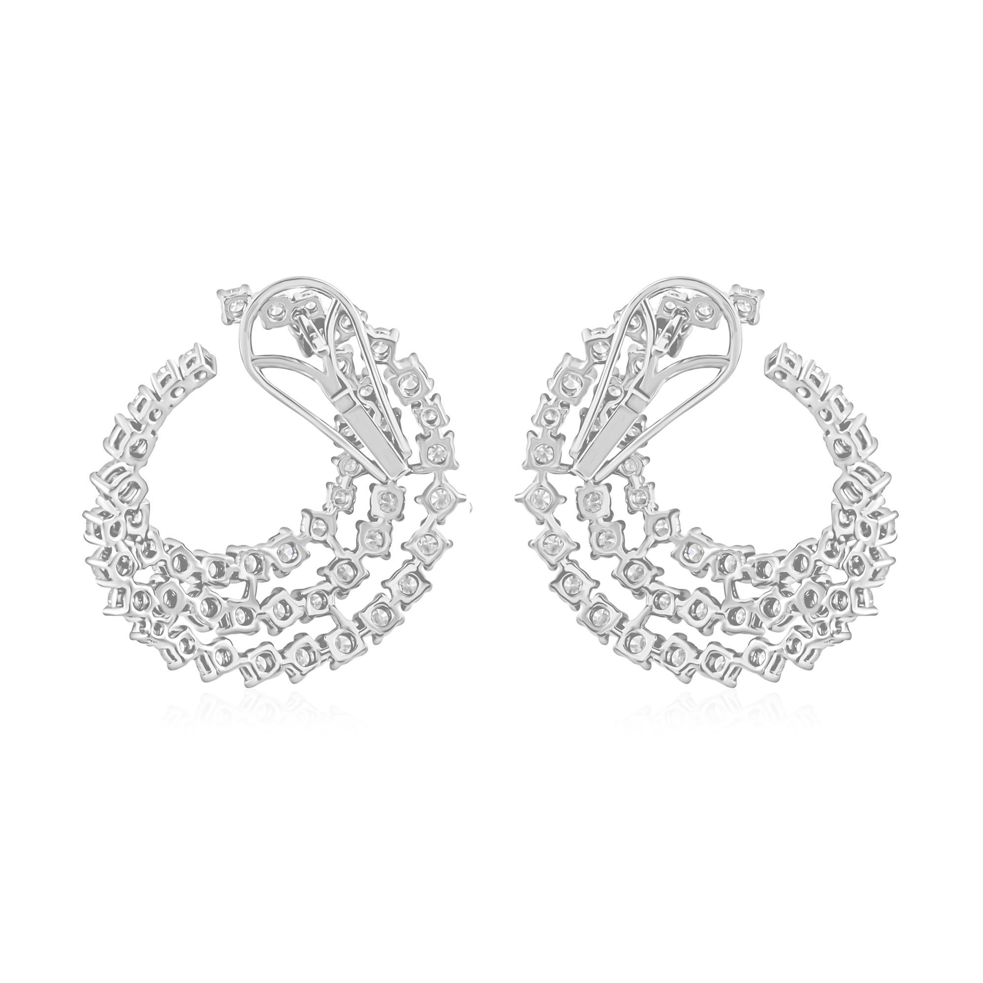 Modern Natural 4.10 Carat SI/H Round Brilliant Cut Diamond Earrings 14 Karat White Gold For Sale