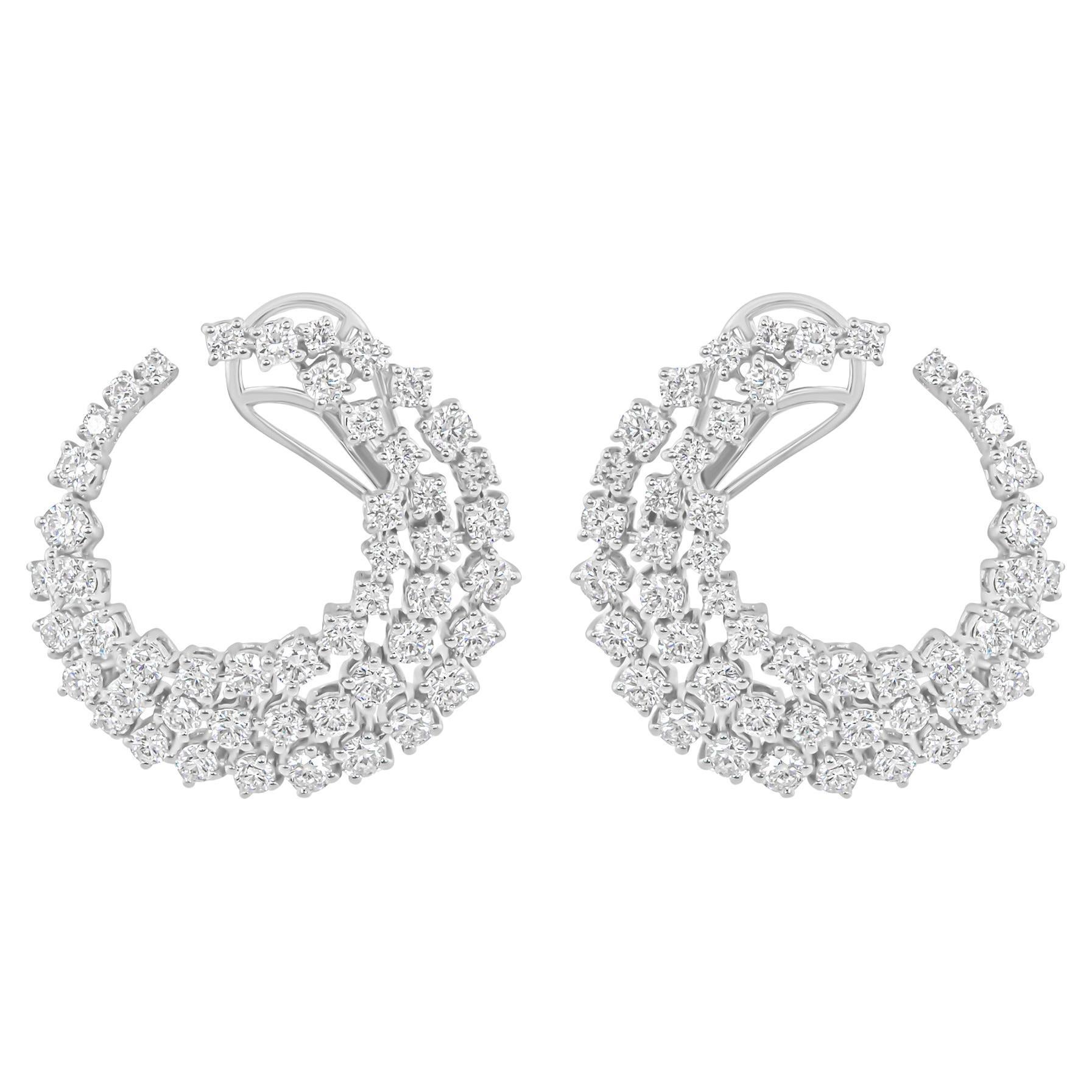 Natürlicher 4,10 Karat SI/H Diamant-Ohrringe aus 14 Karat Weißgold mit rundem Brillantschliff