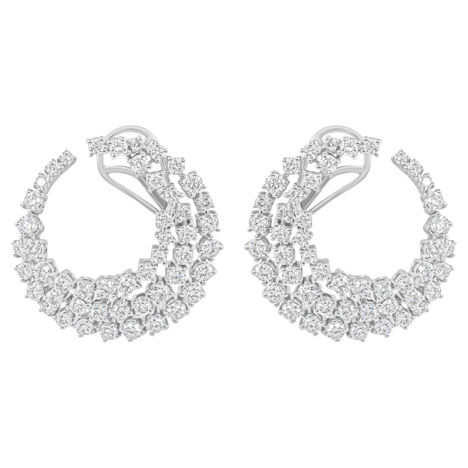 Natürliche 4,10 Karat SI/H Diamantohrringe mit rundem Brillantschliff 18 Karat Weißgold im Angebot