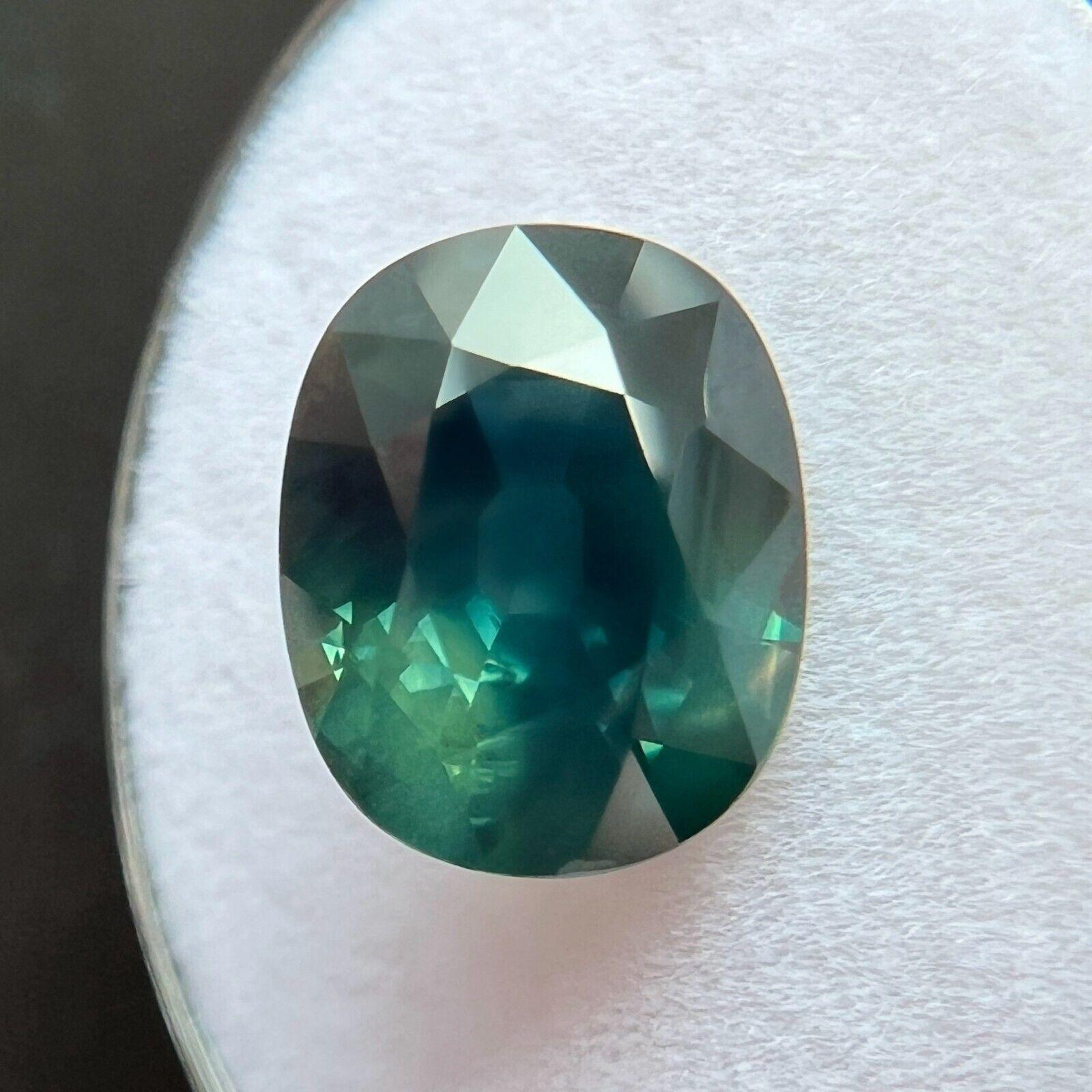 Oval Cut Natural 4.11Ct Deep Blue Green Sapphire Oval Loose Gemstone 10.6X8.3Mm For Sale