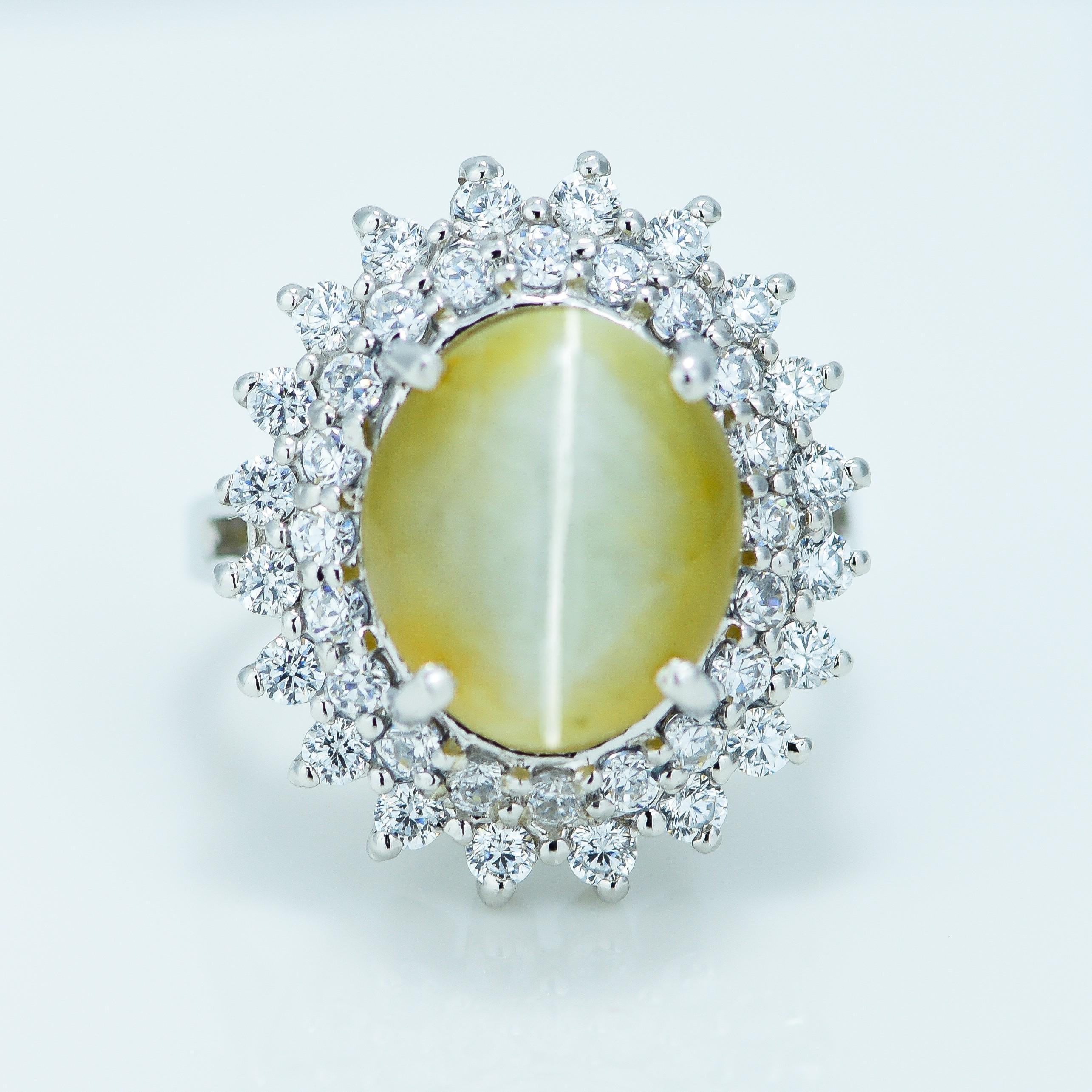 A beautifully designed Natural Emerald silver ring, 

Specifications 

Ring metal - 925 Silver
Ring Size - 6 US

Centre stone type - Natural Cats Eye
Centre stone size - 11.5 X 10.10 mm (Approx.)
Centre stone weight - 4.12 ct (Approx)


Surrounding