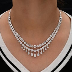 Natural 41.4 Carat SI//H Diamond 18 Karat White Gold Necklace Handmade Jewelry