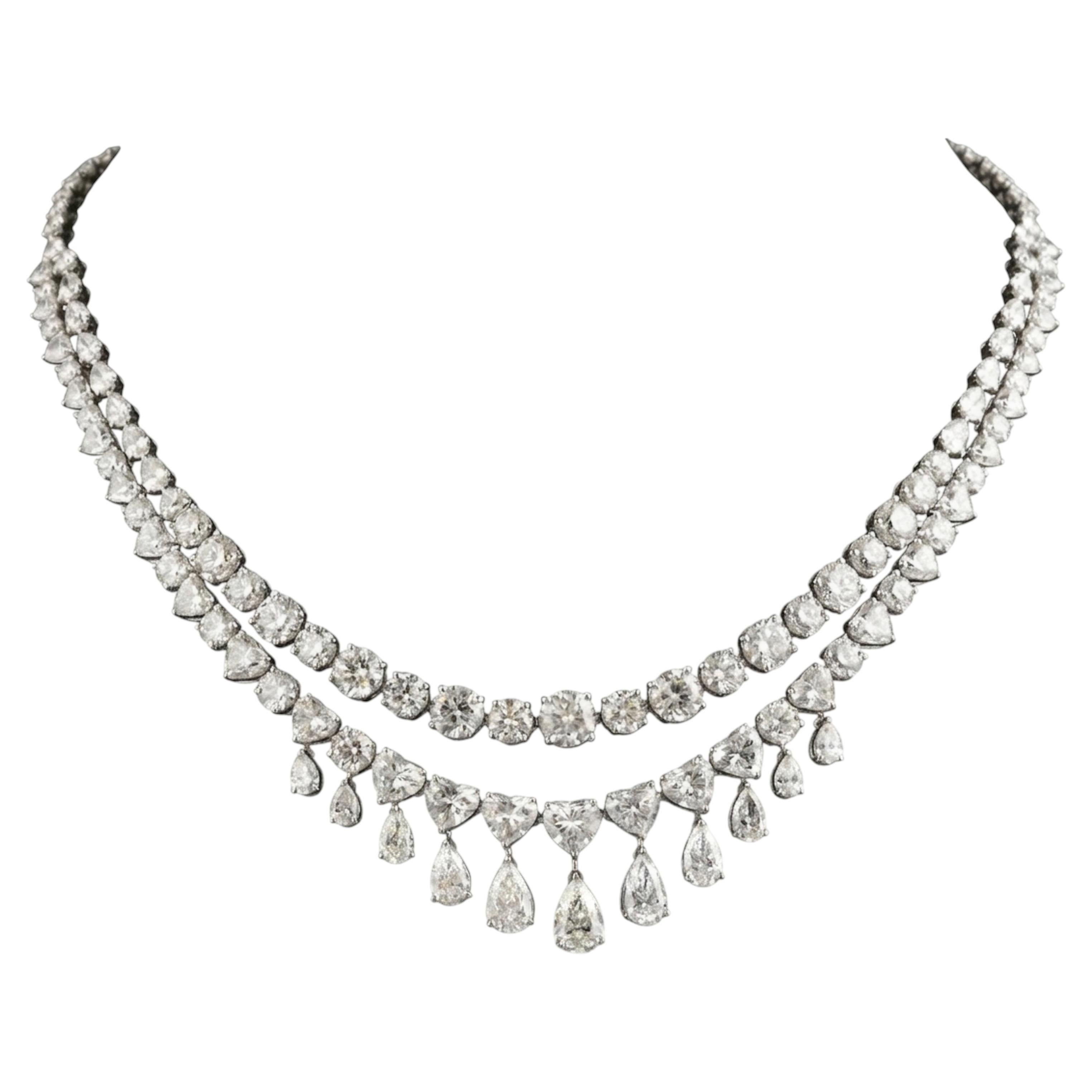 Nature 41.4 Carat SI//H Diamond Necklace 18 Karat White Gold Handmade Jewelry (Collier en or blanc 18 carats) en vente