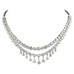 Natural 41.4 Carat SI//H Diamond 18 Karat White Gold Necklace Handmade Jewelry
