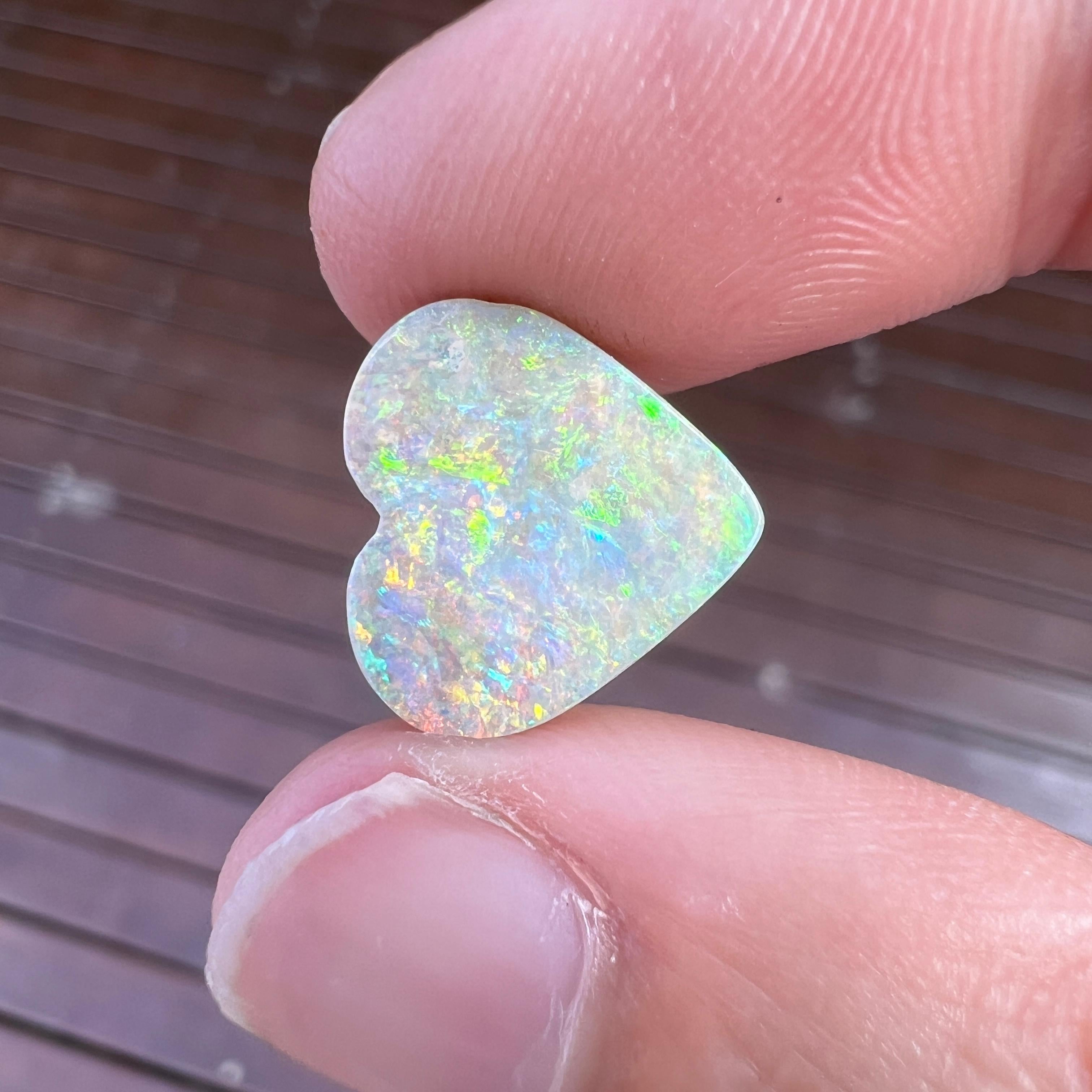Cabochon Natural 4.14 Ct Australian heart boulder opal mined by Sue Cooper For Sale