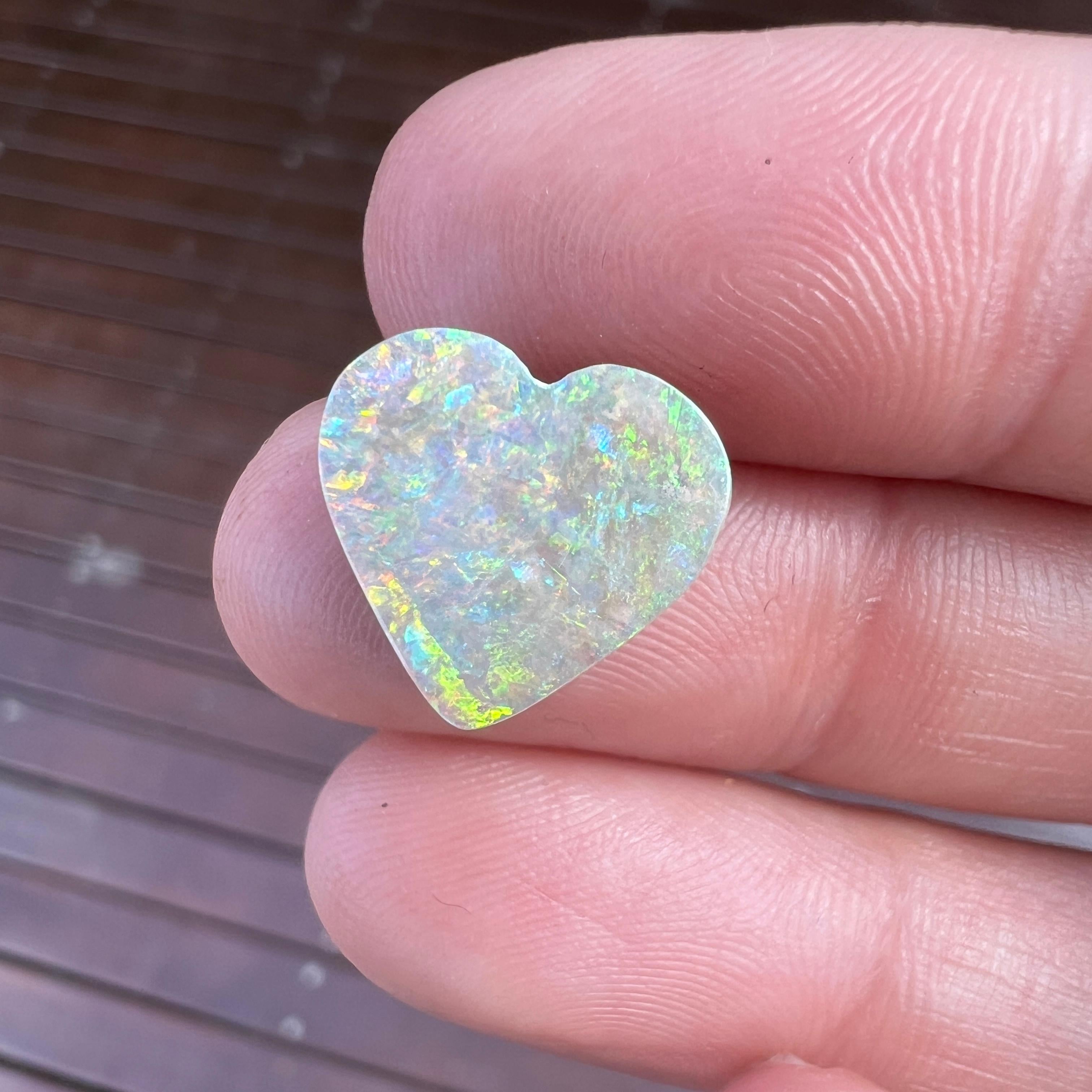 Natural 4.14 Ct Australian heart boulder opal mined by Sue Cooper For Sale 1