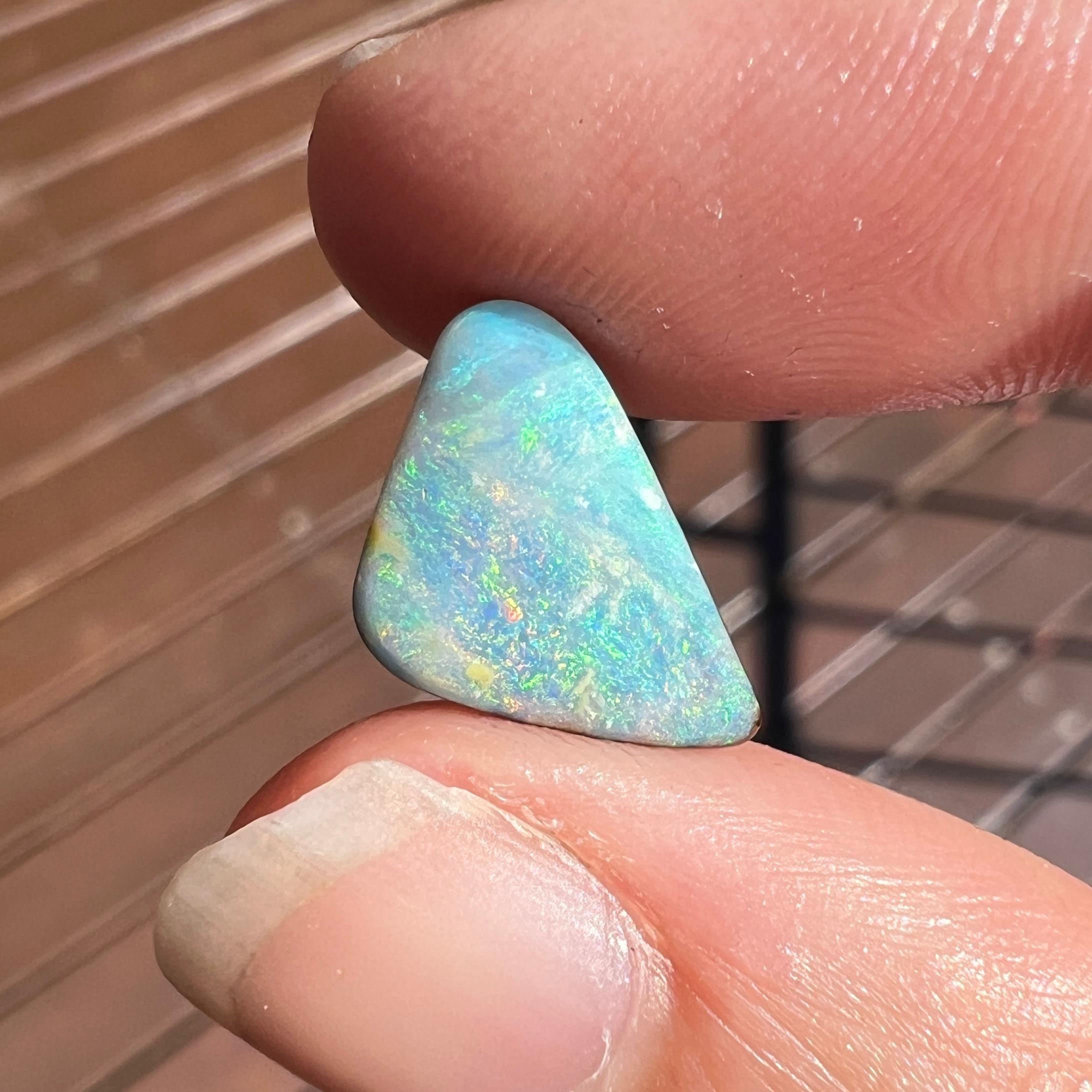 Cabochon Natural 4.15 Ct Australian pastel boulder opal mined by Sue Cooper For Sale