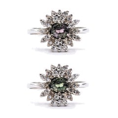 Natural .42 Carat Alexandrite & Diamond Ring in 18K White Gold