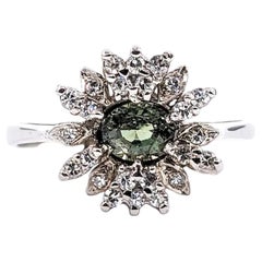 Natural .42 Carat Alexandrite & Diamond Ring in 18K White Gold