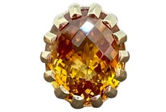 Natural 42 Carat Oval Citrine Ring in 14K Yellow Gold