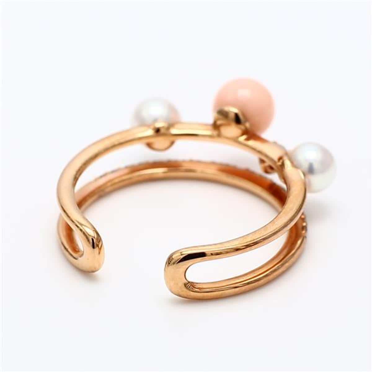 55 Karat TW Roségold Mode-Ring mit natürlicher weißer Perle und rosa Koralle im Zustand „Neu“ im Angebot in New York, NY