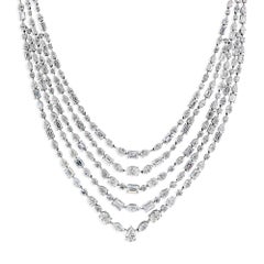 Natürliche 42 Karat SI/H Mixed Shape Diamant-Halskette 18 Karat Weißgold-Schmuck