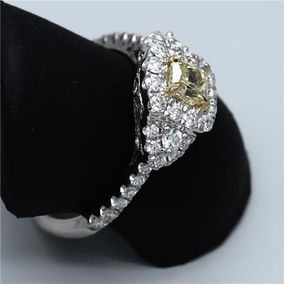 Women's Natural Yellow Radiant and White Diamond .93 Carat TW Gold Cocktail Ring