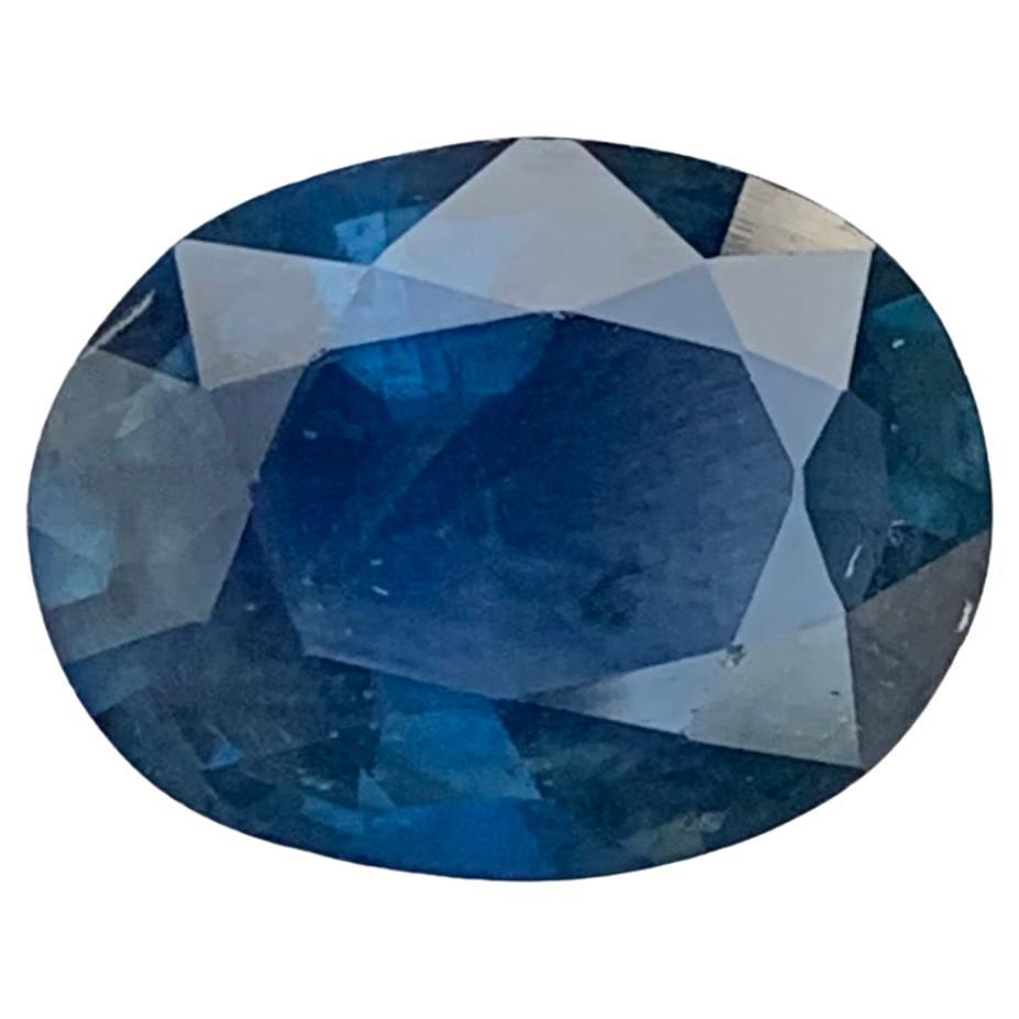 Natural 4.20 Carat Faceted Deep Blue Sapphire Oval Shape Gemstone