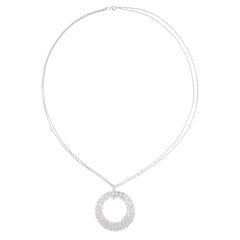 Natural 4.25 Carat Baguette & Round Diamond Pendant Necklace 14 Karat White Gold